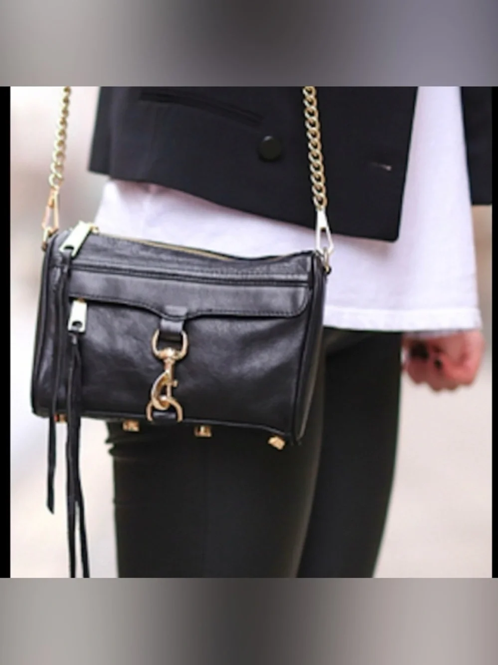 Rebecca Minkoff Black Leather Mini M.A.C. Crossbody with‎ Silver Hardware